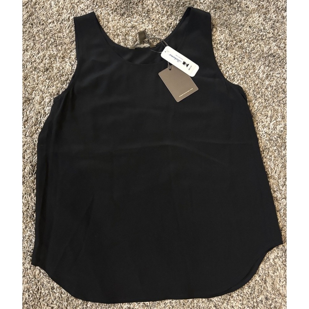 Tommy Bahama June Silk Shell Tank Top Black Sleeveless Small TW316047